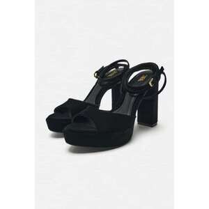 🖤 VELVET PLATFORM HEELED SANDALS